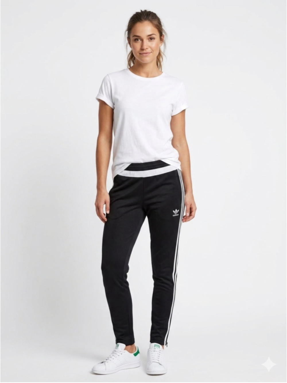 Women's Adidas Climacool Black 3-Stripe Track Pants Zipper Ankle Small - 748